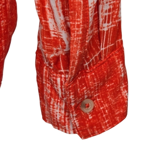 Maeve Anthropologie Calia Printed Pleated Button Down Tunic Top Size 2 Orange - Picture 4 of 9